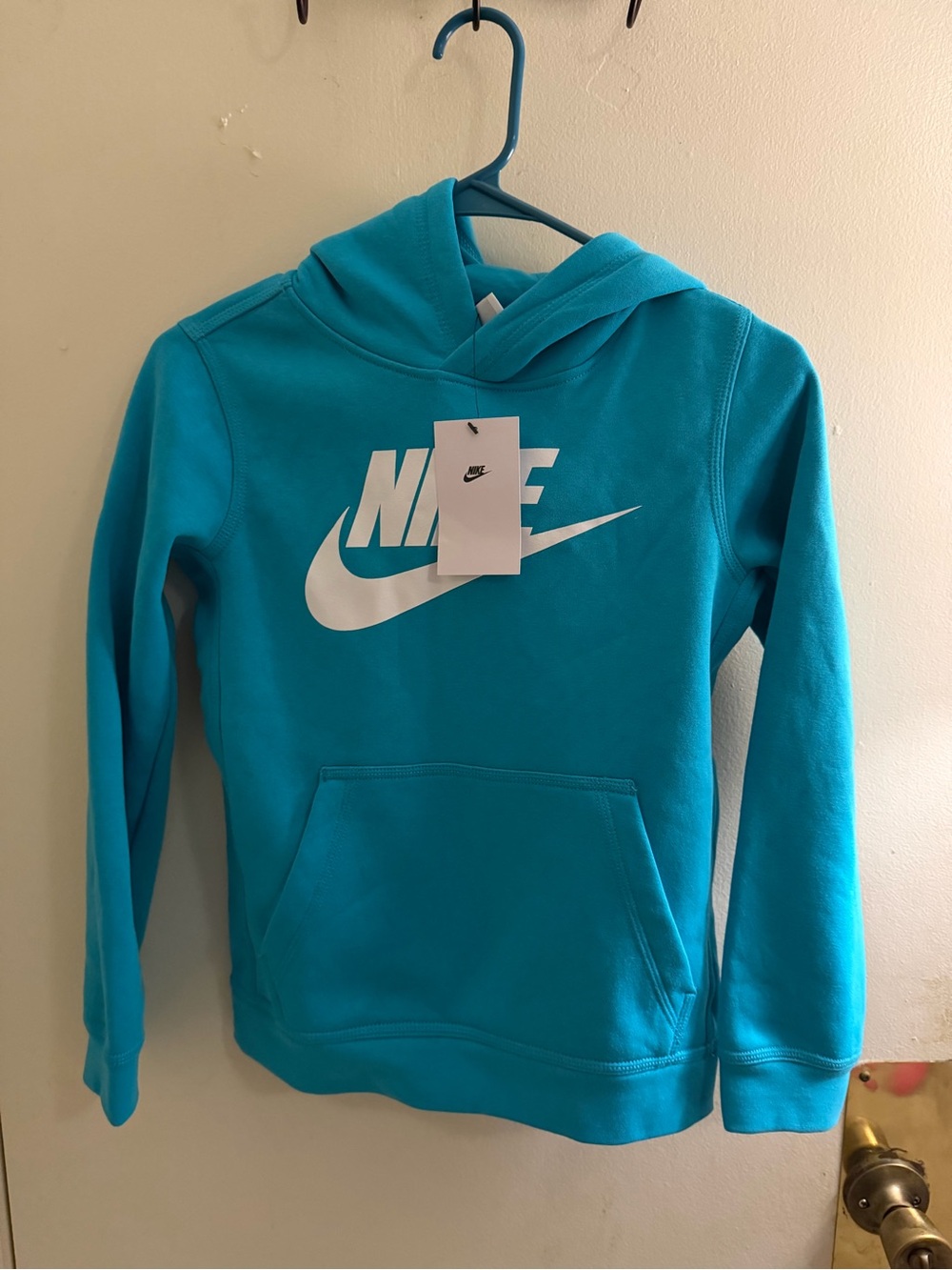 Nike Kids Teal Blue Hoodie with White Swoosh